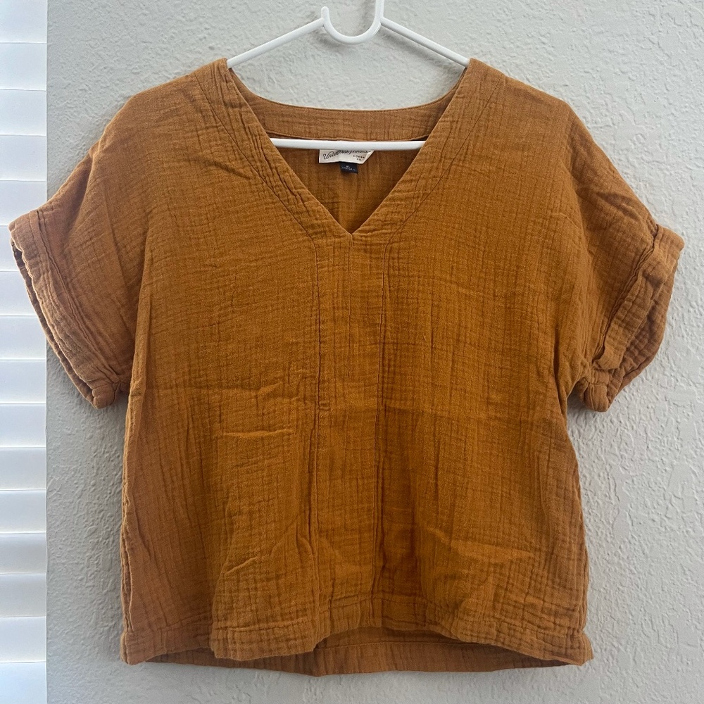 universal thread mustard extra small cropped top